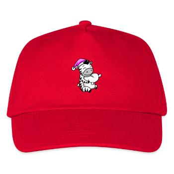 Zebra mit Kissen und Schlafmütze - Kinder Basecap - Rot - Vorne
