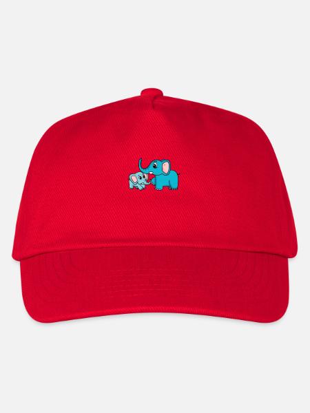 Elefant mit Baby Elefant - Kinder Basecap - Rot