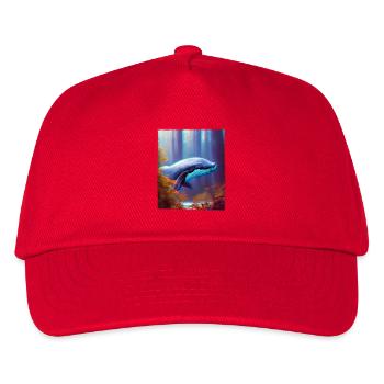 Blue whale soaring through the forest Surrealism - Kids’ Baseball Cap - red - Front