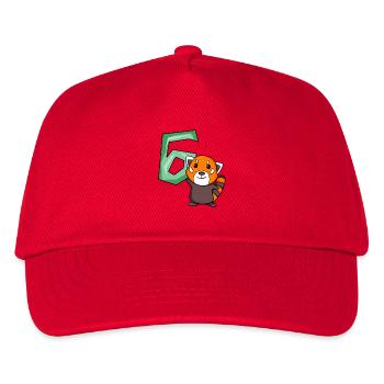 6. Geburtstag Motiv Roter Panda - sechs Jahre alt - Kinder Basecap - Rot - Vorne