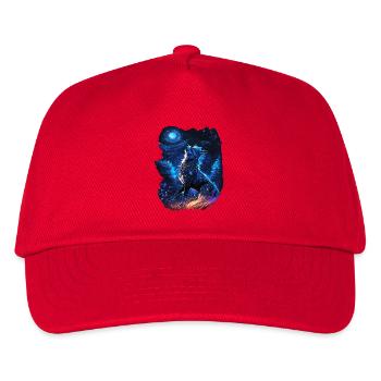 howling wolf in mystical nature - Kids’ Baseball Cap - red - Front