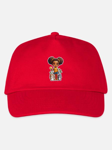 Niedliches Mädchen mit Hamstern und Blumen - Kinder Basecap - Rot
