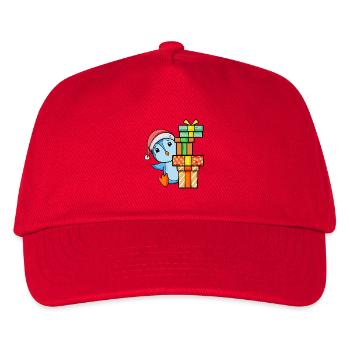 Pinguin mit Weihnachtsmütze und Weihnachtsgeschenk - Kinder Basecap - Rot - Vorne