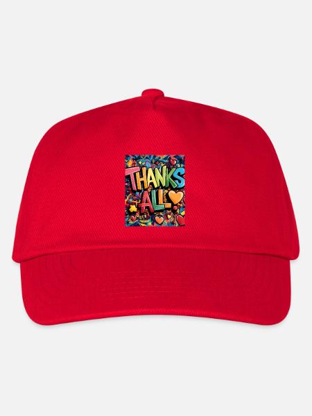 Cheerful graffiti-style thank you illustration - Kids’ Baseball Cap - red