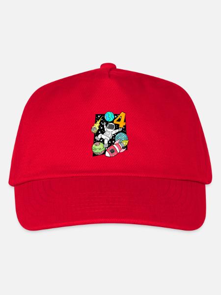 4 Geburtstag Junge Astronaut Rakete Space - Kinder Basecap - Rot