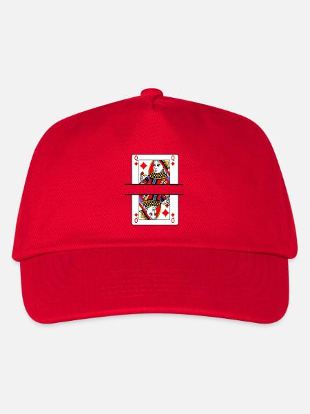 Spielkarte Karo-Dame mit Bannerplatz - Kinder Basecap - Rot