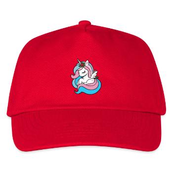Pastell-Einhorn  - Kinder Basecap - Rot - Vorne