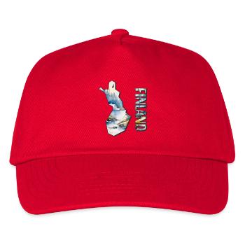 Aquarell LandkarteFinnland - Kinder Basecap - Rot - Vorne