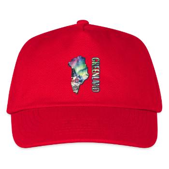 Aquarell Landkarte Grönland - Kinder Basecap - Rot - Vorne