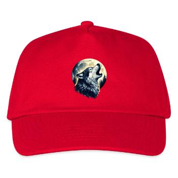 Wolf heult den Vollmond an - Kinder Basecap - Rot - Vorne