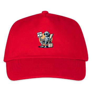 Alien "Sirius B" Anhalter Cartoon Illustration - Kinder Basecap - Rot - Vorne