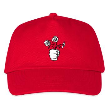 Faust/Hand mit Blumenstrauß - Kinder Basecap - Rot - Vorne