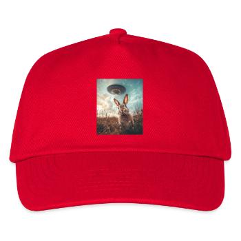 Hase Selfie mit UFO - Kinder Basecap - Rot - Vorne