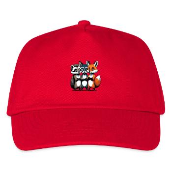 Süße Waldtier-Charaktere auf Stoff - Kinder Basecap - Rot - Vorne