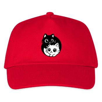 Ying Yang Kawaii Katzen Symbol - Kinder Basecap - Rot - Vorne
