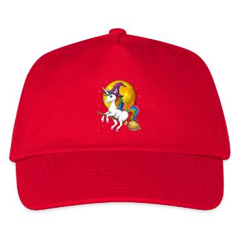 Unicorn Witch Riding Broom - Kids’ Baseball Cap - red - Front