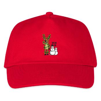Lustiges Weihnachtsdesign mit Rentieren und Schneemännern - Kinder Basecap - Rot - Vorne