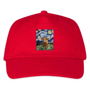 Longhorn Cow Cows Bull Van Gogh Starry Night - Kids’ Baseball Cap - red - Front