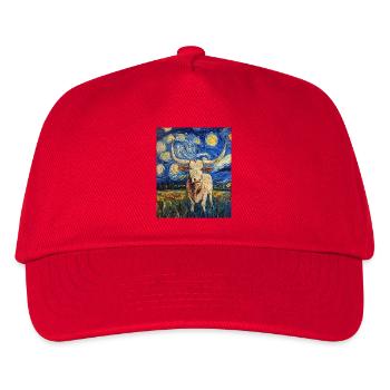 Longhorn Cow Cows Bull Van Gogh Starry Night - Kids’ Baseball Cap - red - Front