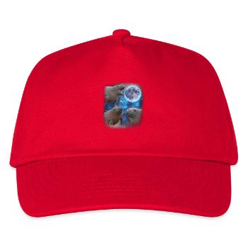 Three manatees howl at the moon. Strange meme - Kids’ Baseball Cap - red - Front