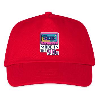 Kassette 90er Nostalgie Design - Kinder Basecap - Rot - Vorne
