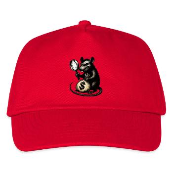 Ratte mit Lupe und Geldsack - Kinder Basecap - Rot - Vorne