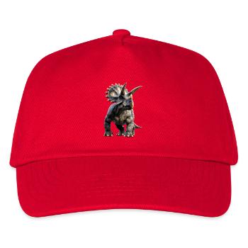 Triceratops Dinosaurier Dinos Triceratops Dino - Kinder Basecap - Rot - Vorne