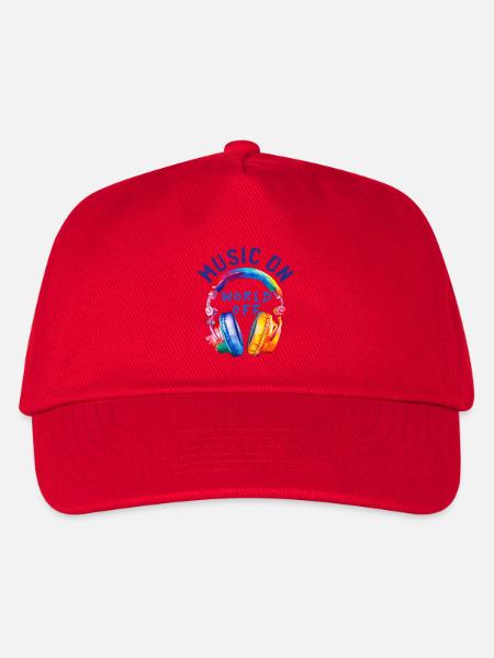 Music On World Off - Headphones - Musician Gift - Kids’ Baseball Cap - red