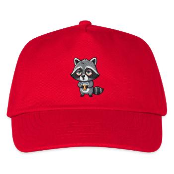 Raccoon Energy Powerless Morning Grouch Caffeine - Kids’ Baseball Cap - red - Front