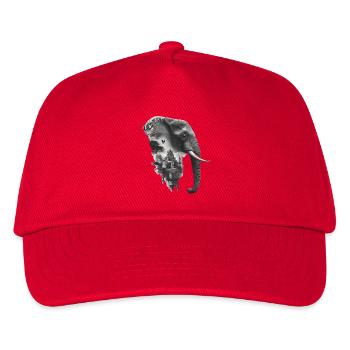 Elefant und Tempel in Collage - Kinder Basecap - Rot - Vorne