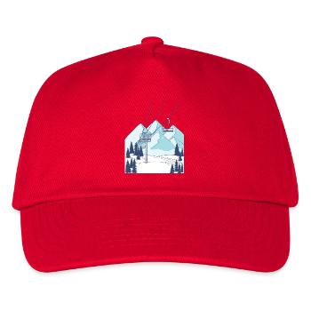 Skilift Berg Winterlandschaft - Kinder Basecap - Rot - Vorne