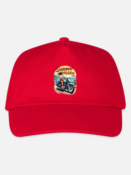 Motorrad Summer Holiday Urlaub Bikerin - Kinder Basecap - Rot