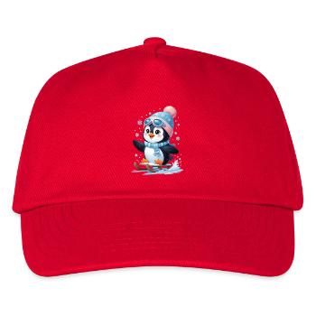 Winter penguin on the sled - Kids’ Baseball Cap - red - Front