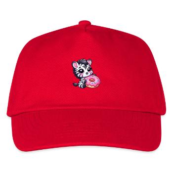 Kawaii Zebra Donut süßes Chibi Design für Donutlie - Kinder Basecap - Rot - Vorne
