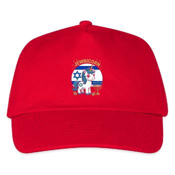 Jewnicorn with stars and candles - Kids’ Baseball Cap - red - Front