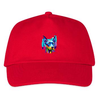 Colorful Doberman Pinscher Pop Art Portrait - Kids’ Baseball Cap - red - Front
