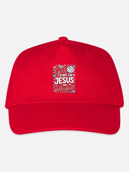 Dieses Mädchen liebt Jesus & Volleyball - Kinder Basecap - Rot