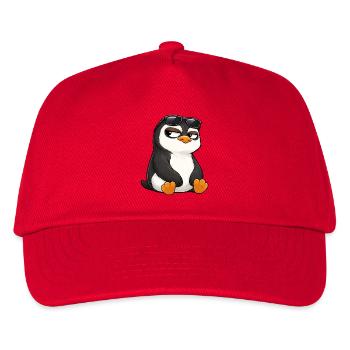 Cool cartoon penguin with sunglasses skeptical - Kids’ Baseball Cap - red - Front