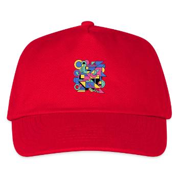 Memphis Geometrie Farbenspiel - Kinder Basecap - Rot - Vorne