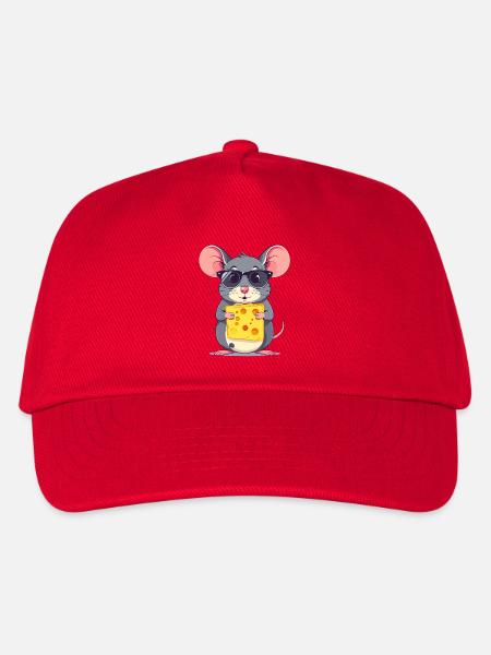 coole Käse Maus mit Sonnenbrille - Kinder Basecap - Rot
