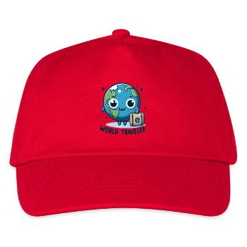 Weltkugel Abenteuer Cartoon - Kinder Basecap - Rot - Vorne