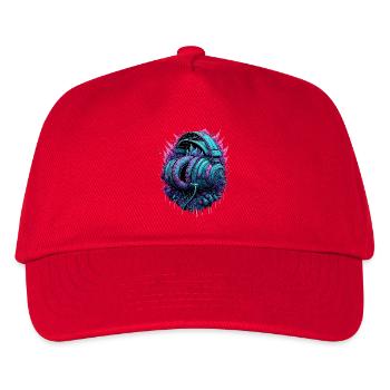 Cyberpunk Kopfhörer  DJ - Kinder Basecap - Rot - Vorne