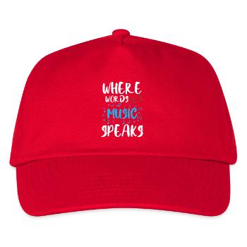 Where Words Fail Music Speaks Quote Graphic - Kinder Basecap - Rot - Vorne