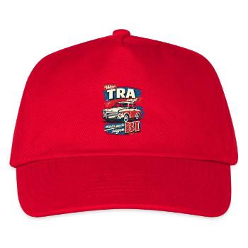 Vintage Trabi Wer TRA sagt muss auch BI sagen - Kinder Basecap - Rot - Vorne