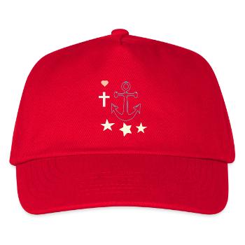 Leuchtender Anker mit Sternen - Kinder Basecap - Rot - Vorne
