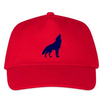 Midnight Blue Wolf Silhouette - Kids’ Baseball Cap - red - Front