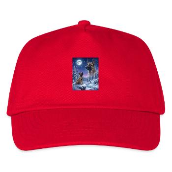 Howling to the Moon Meme Hund Belgian Malinois - Kinder Basecap - Rot - Vorne