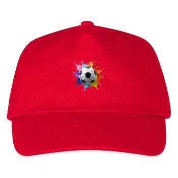 Colourful Football Ball with watercolour splash - Kinder Basecap - Rot - Vorne