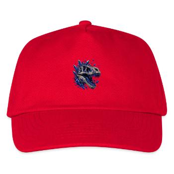 Crâne de Dino en Cristal avec des Cristaux Bleus - Casquette de baseball Enfant - rouge - Devant