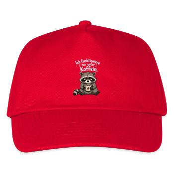 Ich Funktioniere Nur Unter Koffein Waschbär - Kinder Basecap - Rot - Vorne